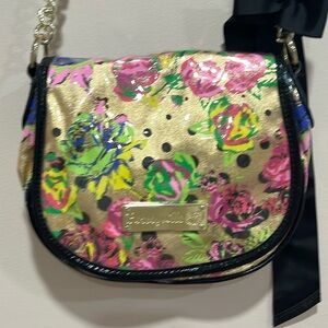 Betseyville Black and Gold Crossbody Bag with Chain Detail